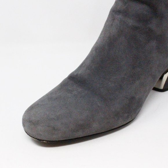 * ON SALE PRADA #36456 Grey Suede Heel Booties (US 8 EU 38) - Picture 4 of 9